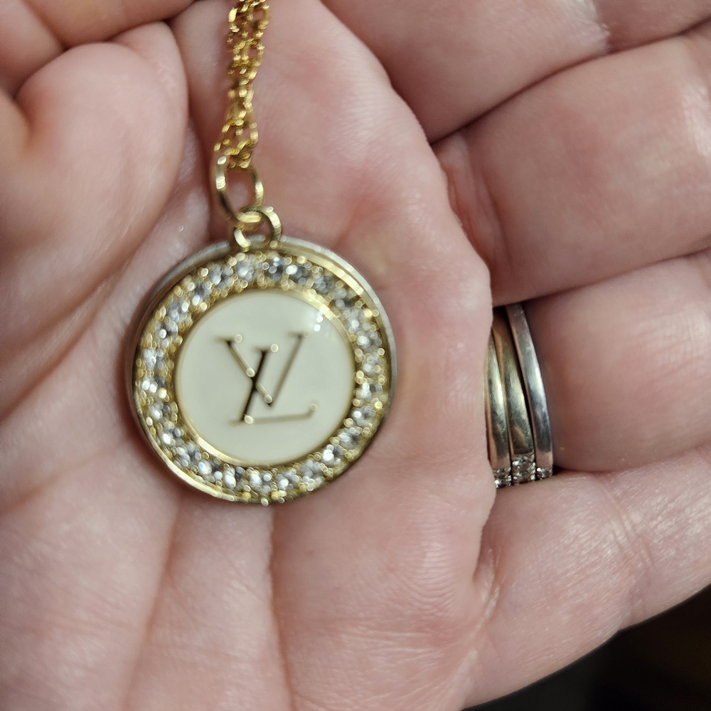 Authentic Louis Vuitton Gold and Cream Charm With Upcycled Chain #41 - Picture 4 of 4